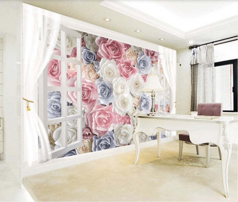 3D Window Rose WC871 Wall Murals Wallpaper AJ Wallpaper 2