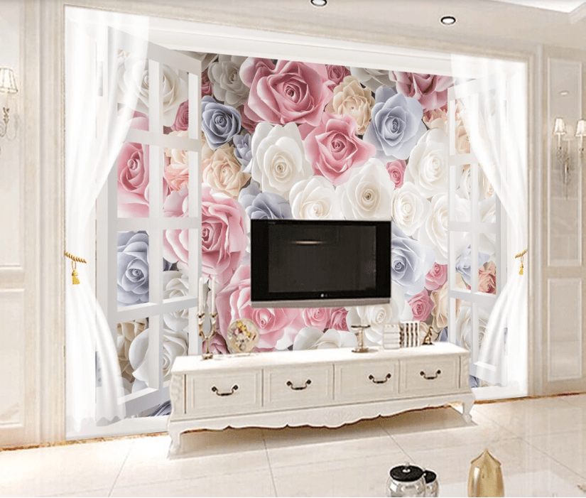 3D Window Rose WC871 Wall Murals Wallpaper AJ Wallpaper 2
