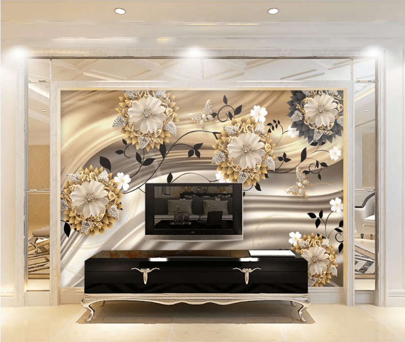 3D Crystal Flower WC825 Wall Murals Wallpaper AJ Wallpaper 2