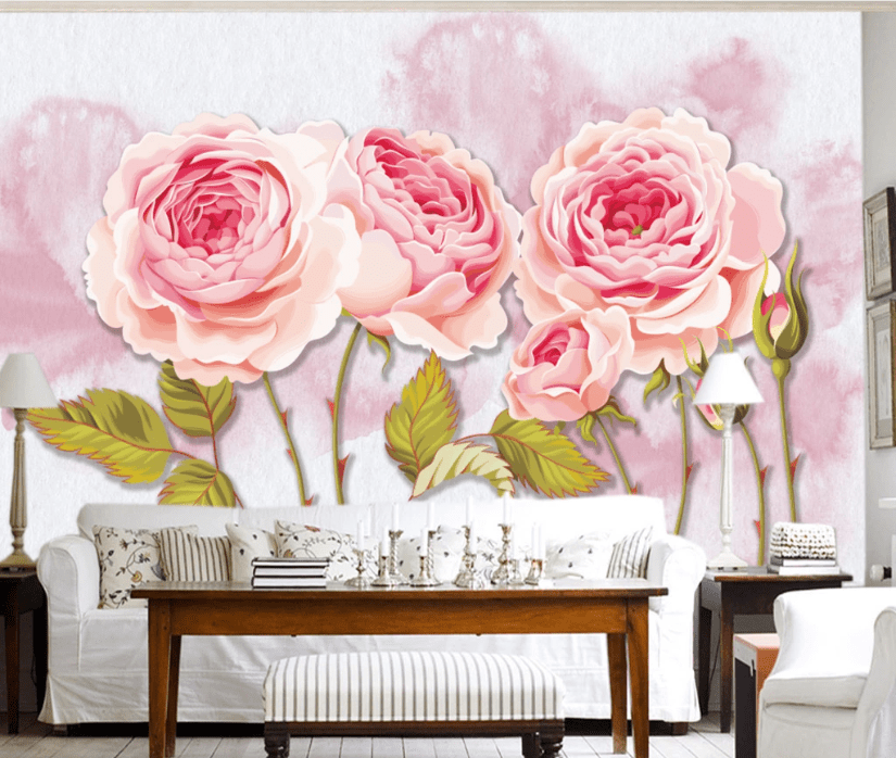 3D Pink Peony WC804 Wall Murals Wallpaper AJ Wallpaper 2