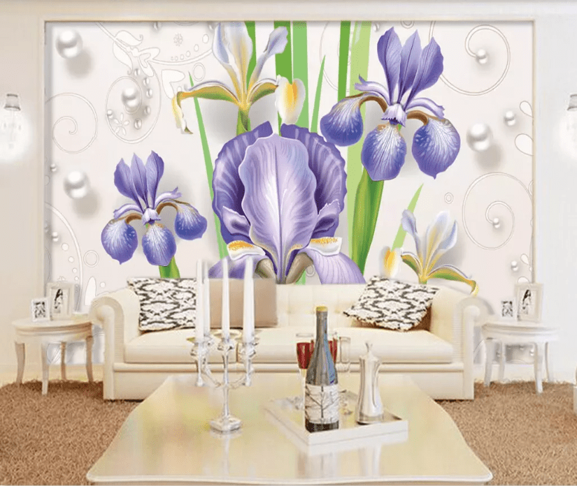 3D Purple Flower WC758 Wall Murals Wallpaper AJ Wallpaper 2