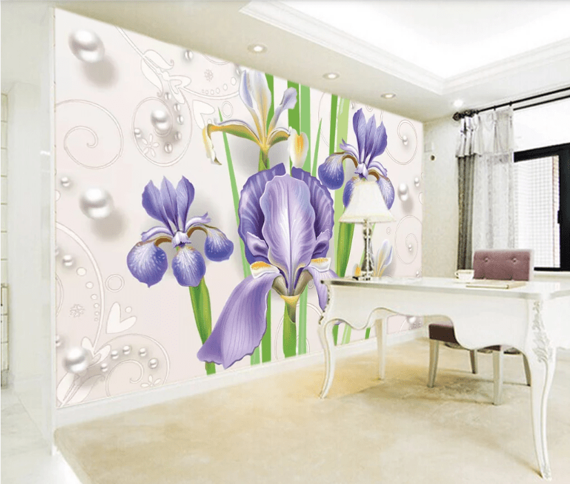 3D Purple Flower WC758 Wall Murals Wallpaper AJ Wallpaper 2