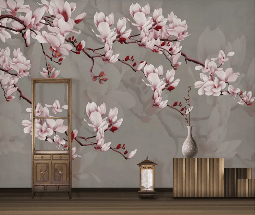 3D Pink Flower Branches WC756 Wall Murals Wallpaper AJ Wallpaper 2