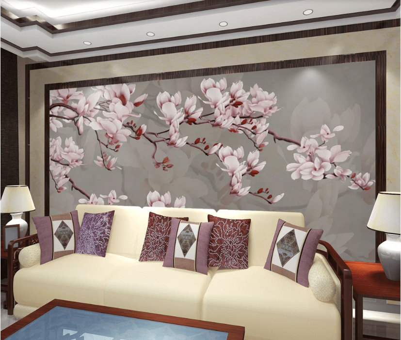 3D Pink Flower Branches WC756 Wall Murals Wallpaper AJ Wallpaper 2