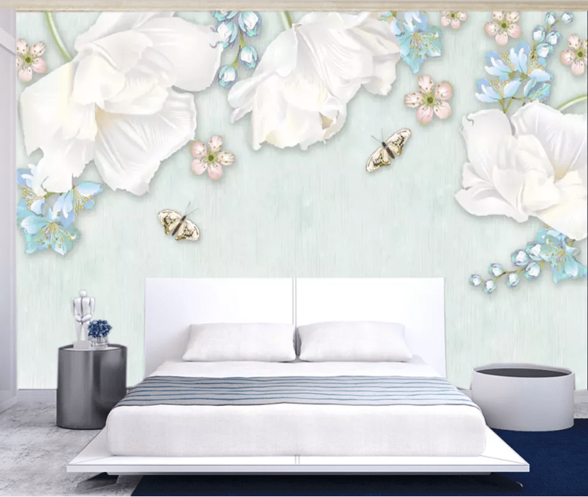 3D White Flower WC754 Wall Murals Wallpaper AJ Wallpaper 2