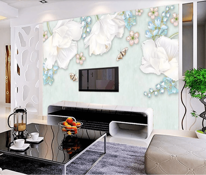 3D White Flower WC754 Wall Murals Wallpaper AJ Wallpaper 2
