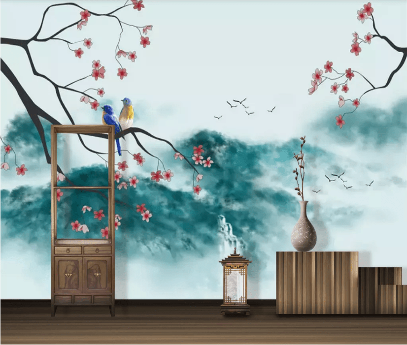 3D Flower Bird WC701 Wall Murals Wallpaper AJ Wallpaper 2