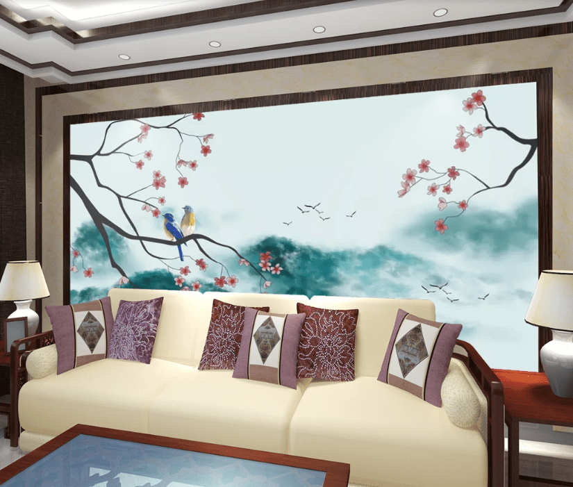 3D Flower Bird WC701 Wall Murals Wallpaper AJ Wallpaper 2