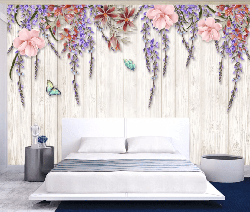 3D Vine Butterfly WC698 Wall Murals Wallpaper AJ Wallpaper 2