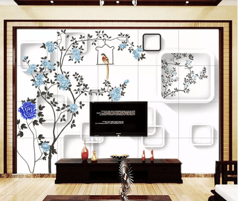 3D Bird Peony WC685 Wall Murals Wallpaper AJ Wallpaper 2