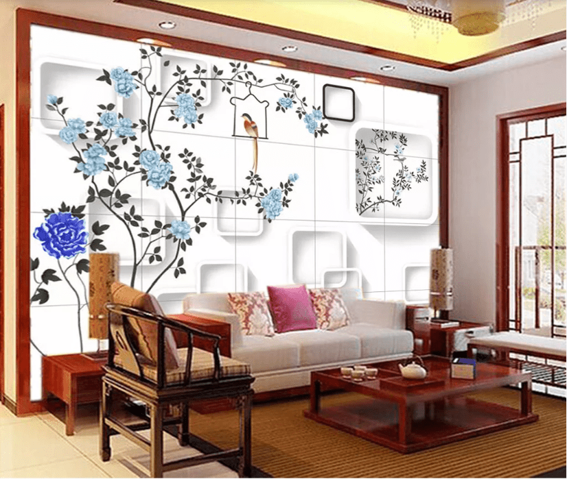 3D Bird Peony WC685 Wall Murals Wallpaper AJ Wallpaper 2