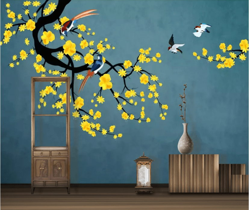3D Yellow Flower WC624 Wall Murals Wallpaper AJ Wallpaper 2