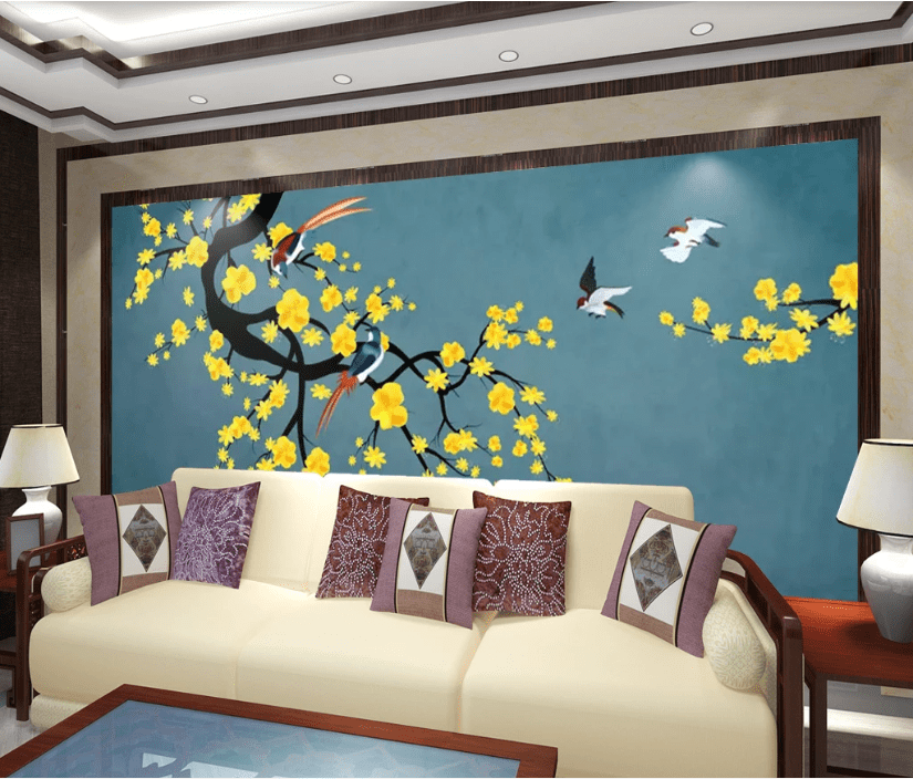 3D Yellow Flower WC624 Wall Murals Wallpaper AJ Wallpaper 2