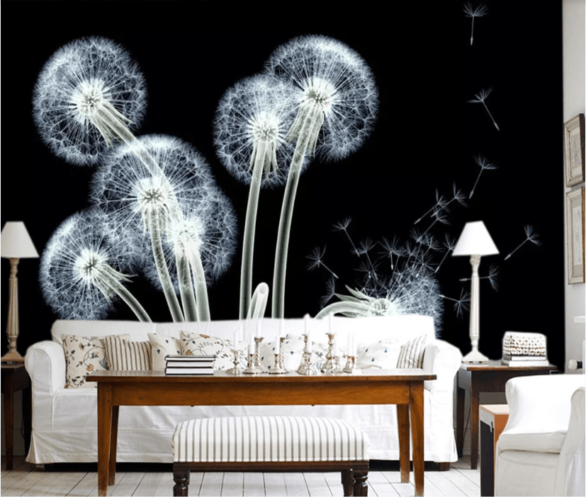 3D White Dandelion WC596 Wall Murals Wallpaper AJ Wallpaper 2