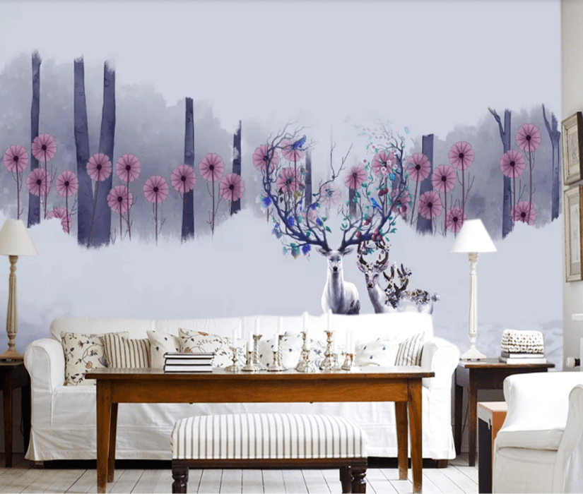 3D Purple Deer WC567 Wall Murals Wallpaper AJ Wallpaper 2