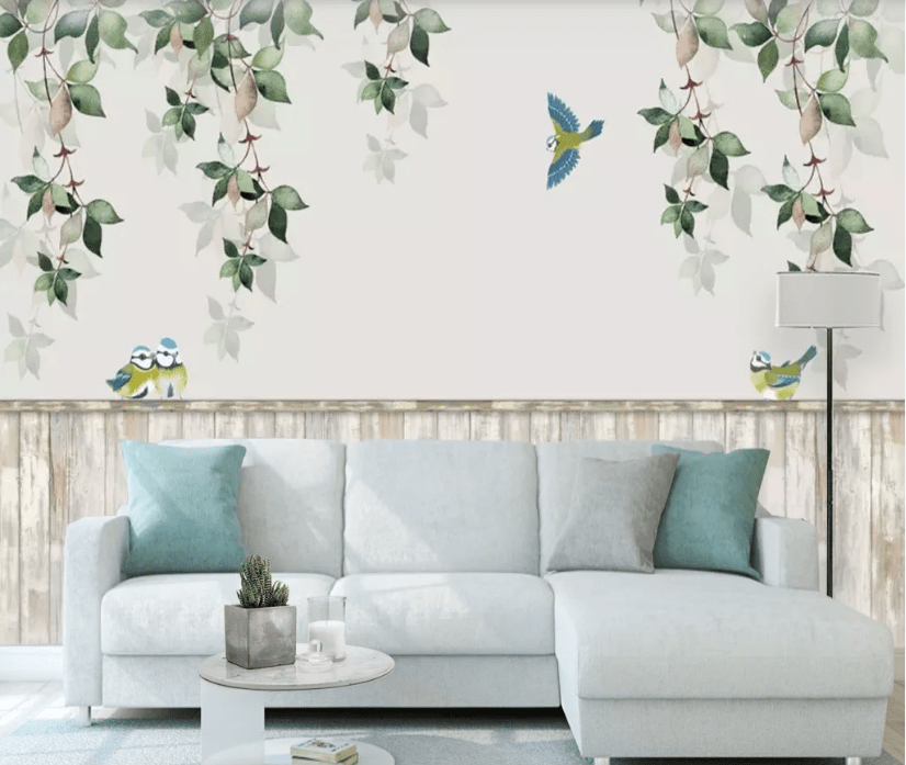3D Vine Bird WC561 Wall Murals Wallpaper AJ Wallpaper 2