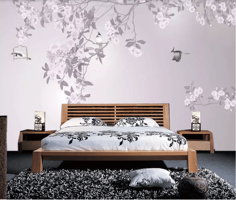 3D Flower Parrot WC551 Wall Murals Wallpaper AJ Wallpaper 2