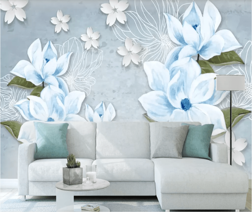 3D Blue Flower WC521 Wall Murals Wallpaper AJ Wallpaper 2