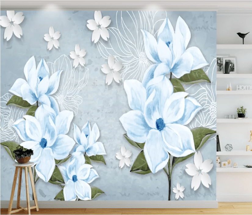 3D Blue Flower WC521 Wall Murals Wallpaper AJ Wallpaper 2