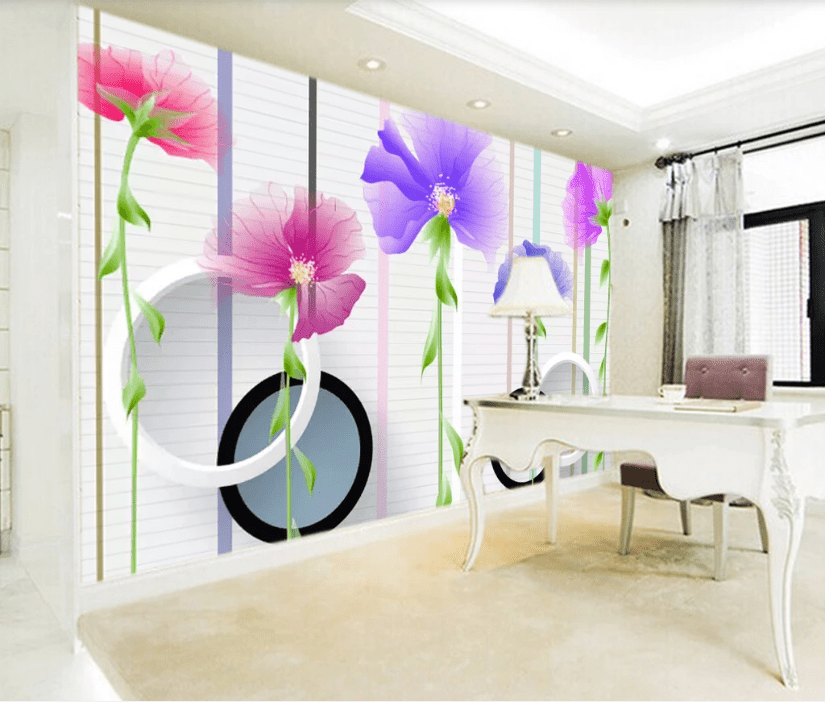 3D Red Flower Vine WC513 Wall Murals Wallpaper AJ Wallpaper 2