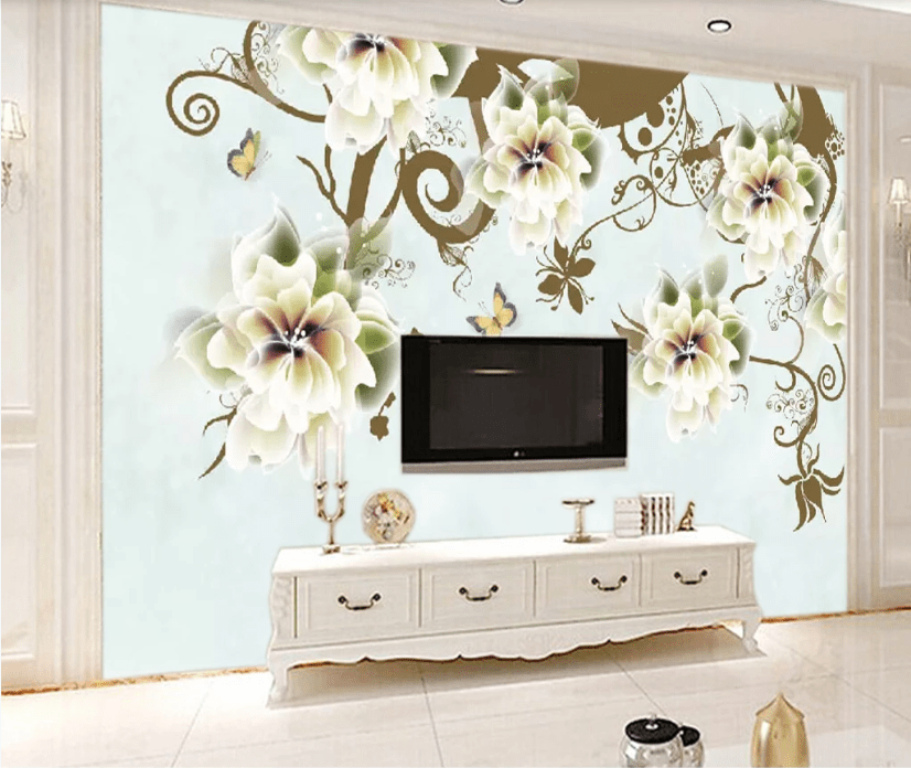 3D Green Flower WC511 Wall Murals Wallpaper AJ Wallpaper 2