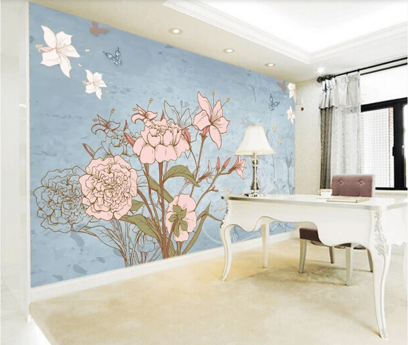 3D Peony Butterfly WC506 Wall Murals Wallpaper AJ Wallpaper 2