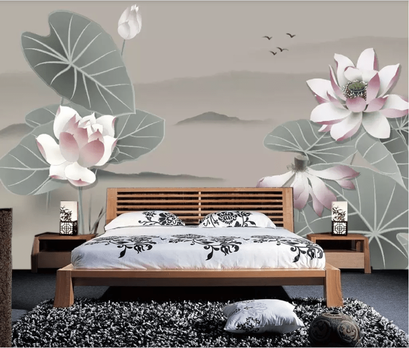 3D Lotus Bird WC497 Wall Murals Wallpaper AJ Wallpaper 2