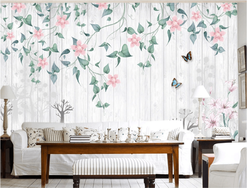 3D Vine Butterfly WC417 Wall Murals Wallpaper AJ Wallpaper 2