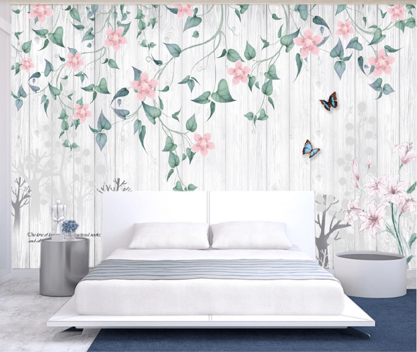 3D Vine Butterfly WC417 Wall Murals Wallpaper AJ Wallpaper 2