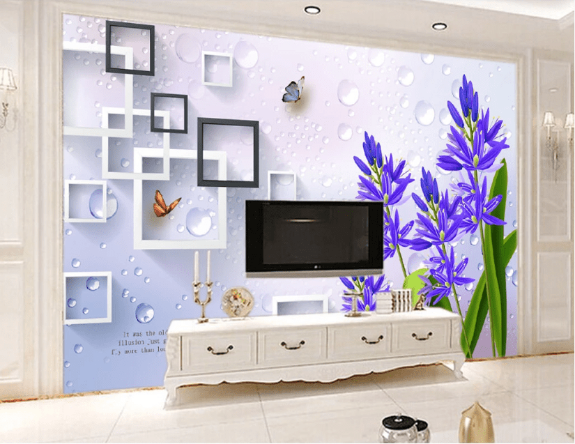 3D Purple Flower WC387 Wall Murals Wallpaper AJ Wallpaper 2