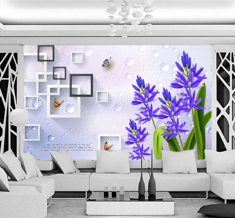 3D Purple Flower WC387 Wall Murals Wallpaper AJ Wallpaper 2