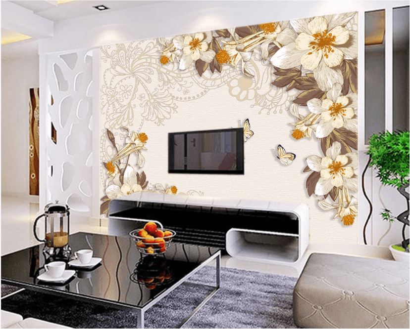 3D Yellow Butterfly WC364 Wall Murals Wallpaper AJ Wallpaper 2