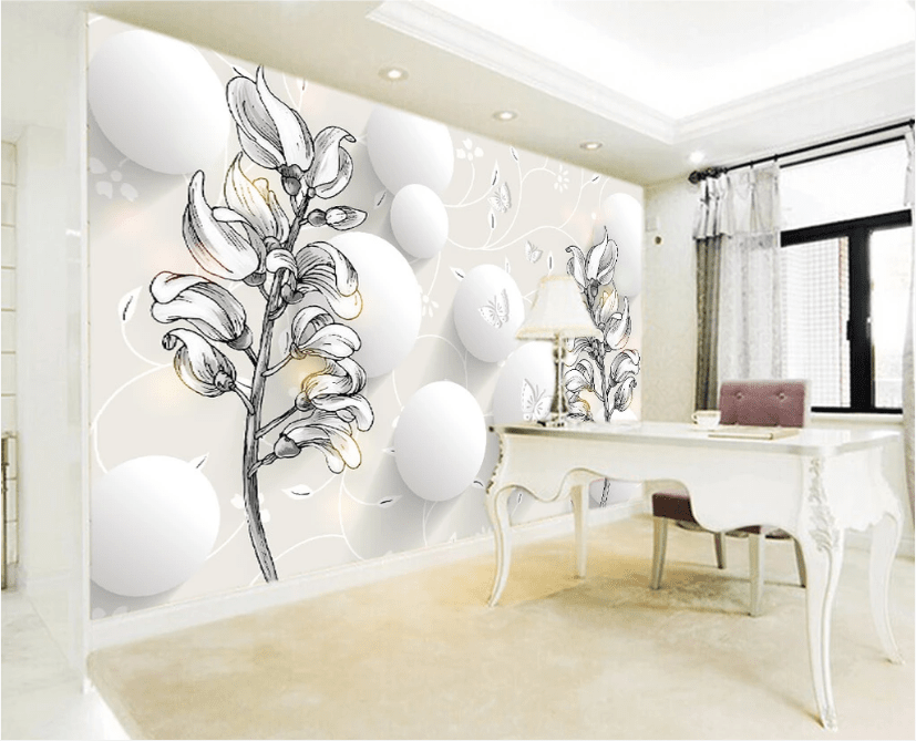 3D Sketch Flower WC360 Wall Murals Wallpaper AJ Wallpaper 2