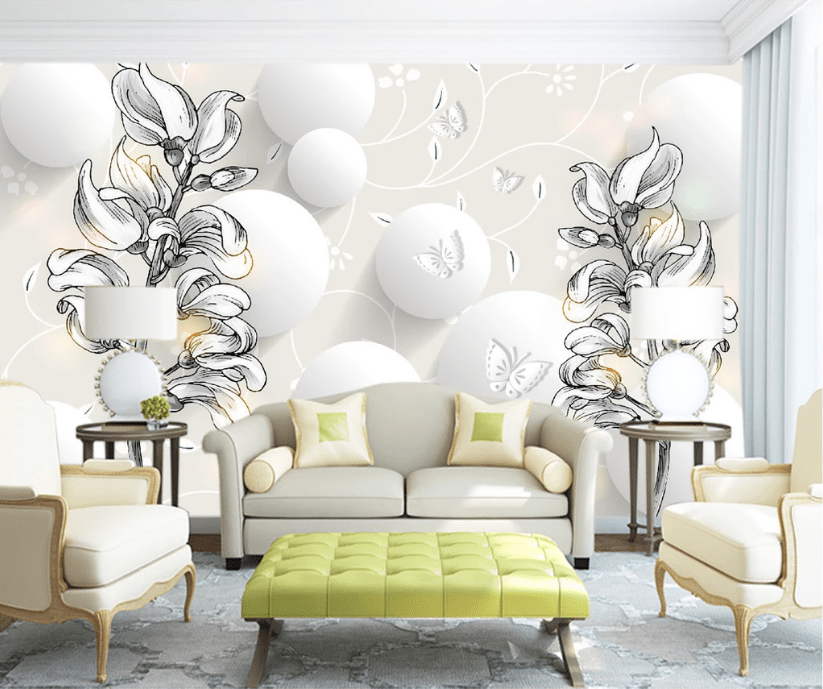 3D Sketch Flower WC360 Wall Murals Wallpaper AJ Wallpaper 2