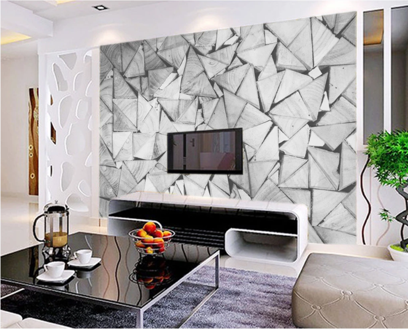 3D White Triangle WC341 Wall Murals