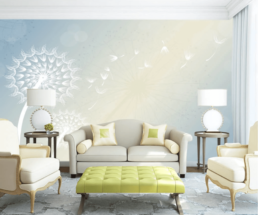 3D White Dandelion WC338 Wall Murals Wallpaper AJ Wallpaper 2