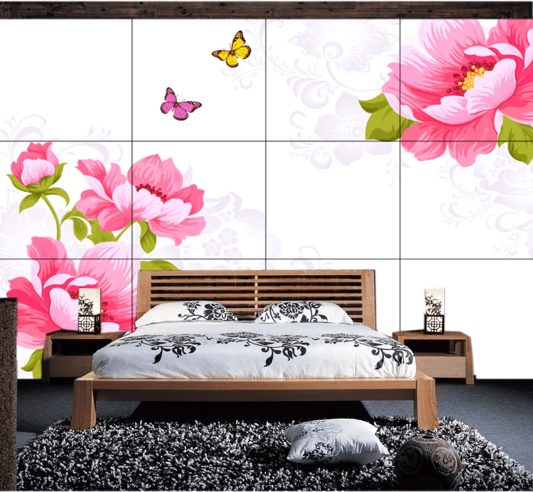 3D Peony Butterfly WC328 Wall Murals Wallpaper AJ Wallpaper 2