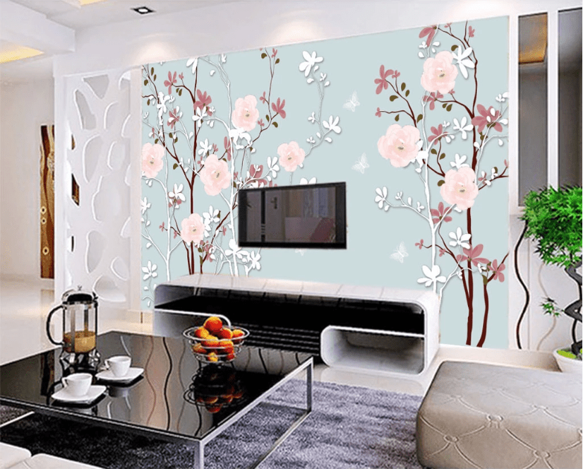 3D Pink Flowers WC308 Wall Murals Wallpaper AJ Wallpaper 2