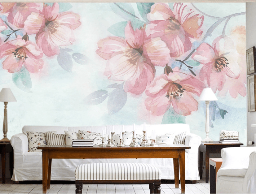 3D Red Floral Pattern WC299 Wall Murals Wallpaper AJ Wallpaper 2
