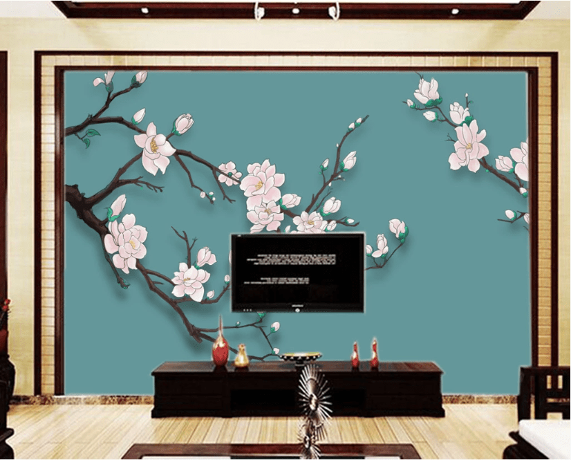 3D Red Plum Painting WC286 Wall Murals Wallpaper AJ Wallpaper 2