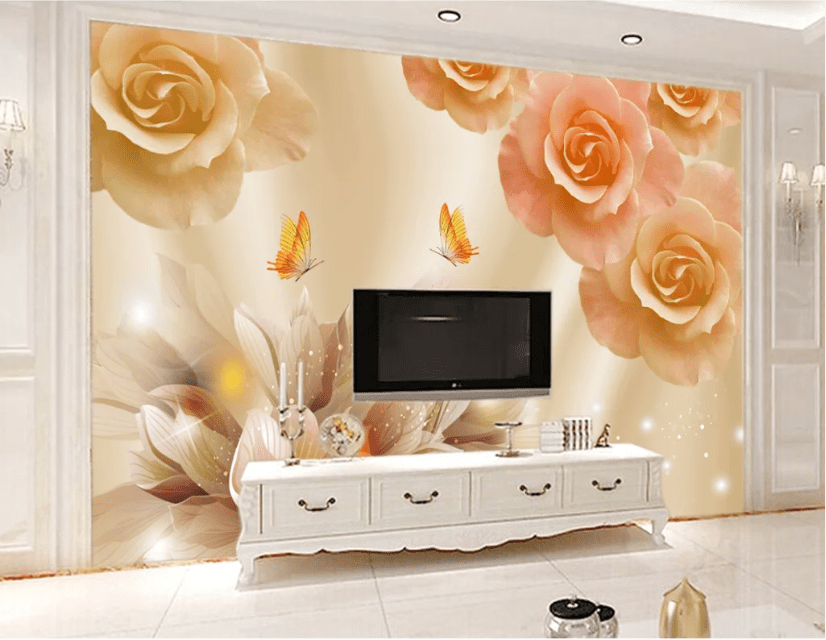 3D Butterfly Flower WC259 Wall Murals Wallpaper AJ Wallpaper 2