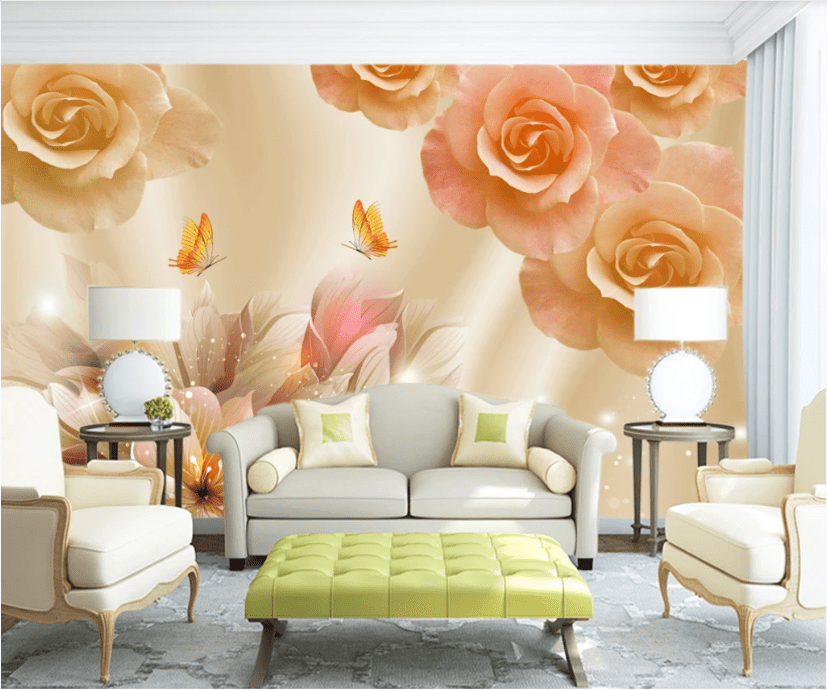 3D Butterfly Flower WC259 Wall Murals Wallpaper AJ Wallpaper 2