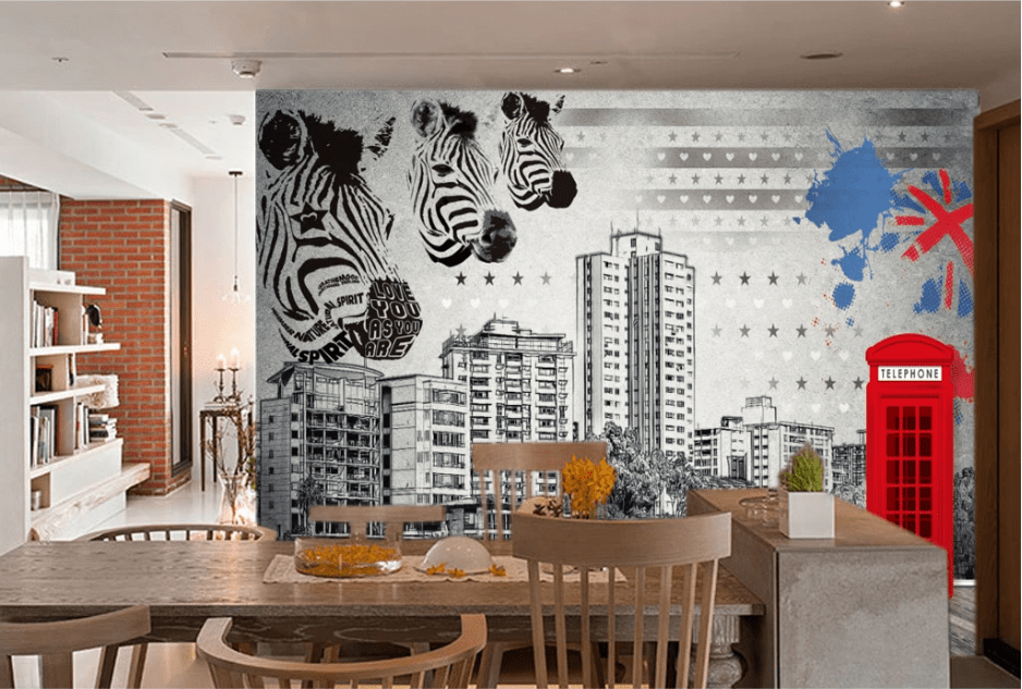 3D Zebra Phone Booth WC256 Wall Murals Wallpaper AJ Wallpaper 2