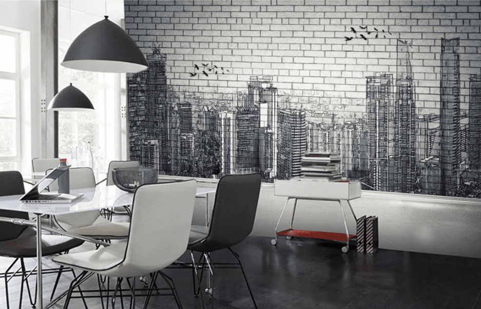 3D Black City Pattern WC241 Wall Murals Wallpaper AJ Wallpaper 2