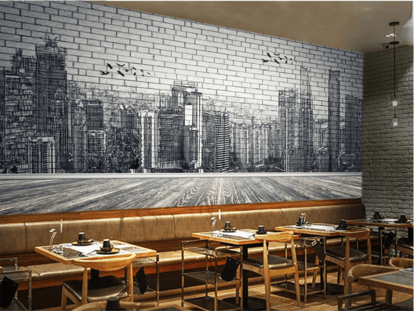 3D Black City Pattern WC241 Wall Murals Wallpaper AJ Wallpaper 2