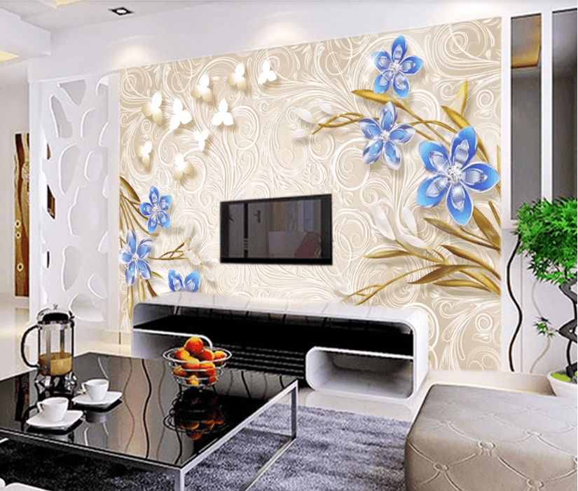 3D Blue Flower WC240 Wall Murals Wallpaper AJ Wallpaper 2