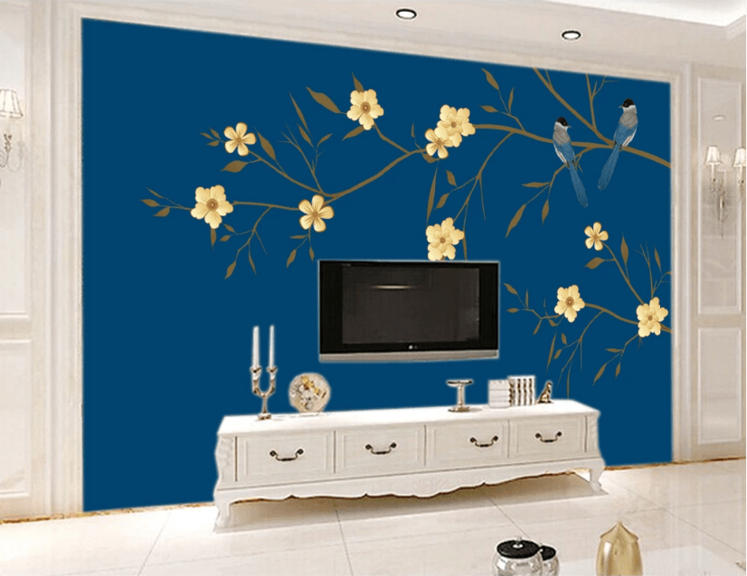 3D Yellow Flower WC234 Wall Murals Wallpaper AJ Wallpaper 2
