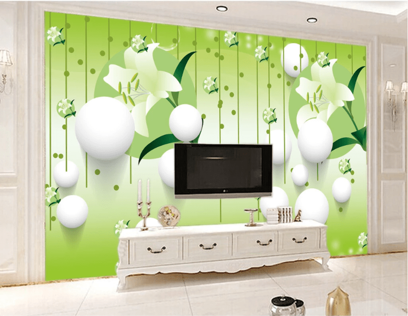 3D Green Lily WC210 Wall Murals Wallpaper AJ Wallpaper 2