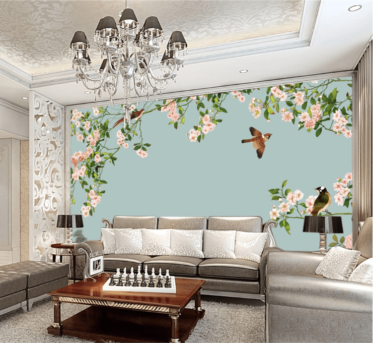 3D Flower Bird WC201 Wall Murals Wallpaper AJ Wallpaper 2