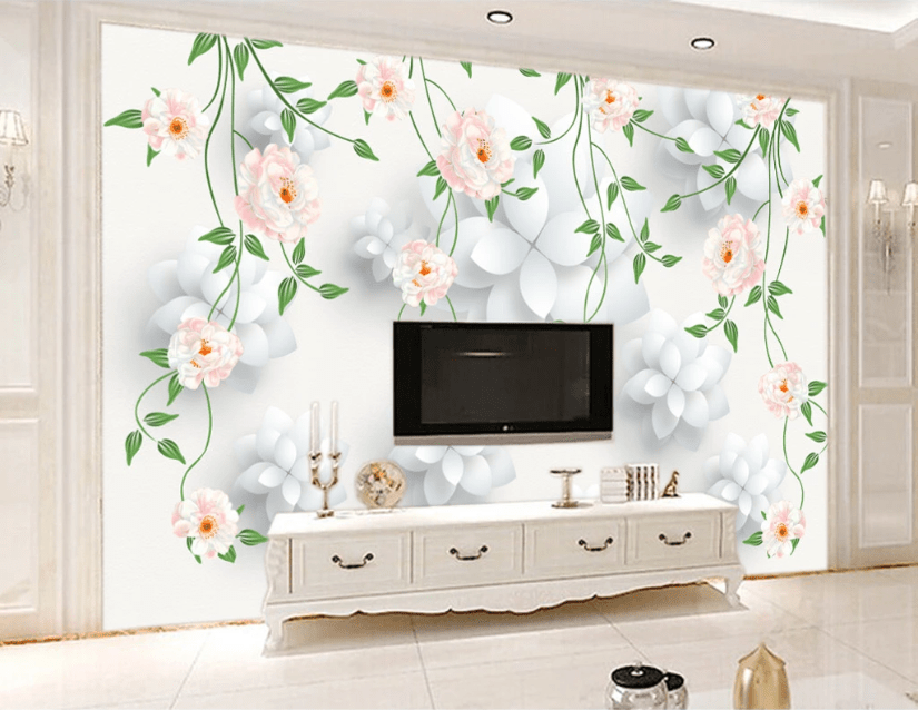 3D Vine Flower Pattern WC176 Wall Murals Wallpaper AJ Wallpaper 2